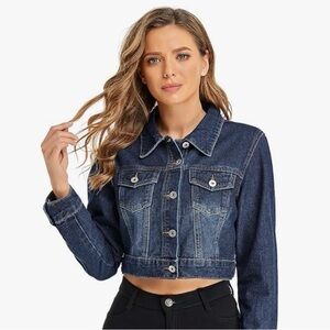 Arizona Jean Company Dark Blue Cropped Jean Jacket